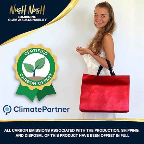 Red Gift Bags XL Size – Set of 12 Reusable Extra Large Red Gift Bags With Handle - Picture 2 of 5